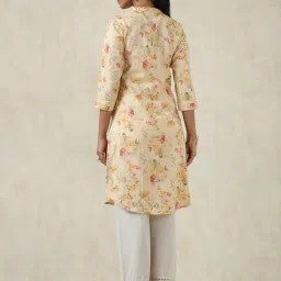 Soch Beige Cotton Regular Fit Floral Print Kurta image 2