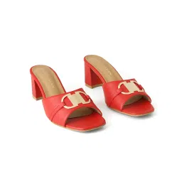 Chaal Chalan Raya Red Block Heels image 3