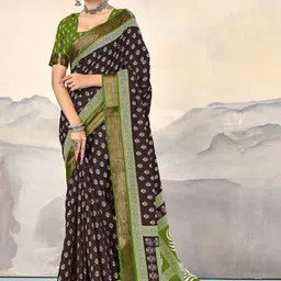 KALINI Colourblocked Designer Block Print Saree-picture-18