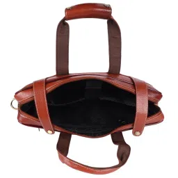 HiLEDER 100% Pure Genuine Leather Office Briefcase Laptop Shoulder Messenger Bag for Man & Women,Tan image 5