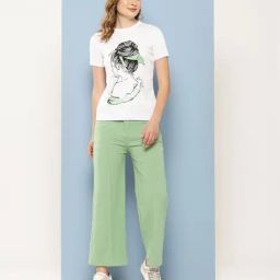 Aarika Green Nylon Solid Pants-image-102