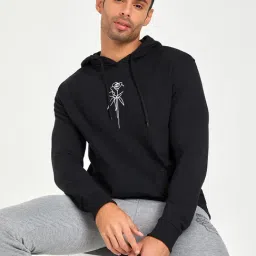 Styli Black Relaxed Fit Embroidered Hooded Sweatshirt-picture-32