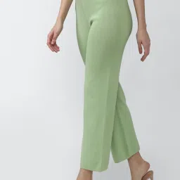 Van Heusen Green Cotton Mid Rise Trousers image 3