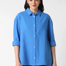 VASTRADO Blue Textured Shirt-picture-1