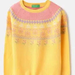 United Colors of Benetton Yellow Acrylic Blend Regular Printed Sweaters-picture-19