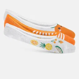 Honey by Pantaloons Women Pack Of 3 Orange & White Printed Socks-picture-10