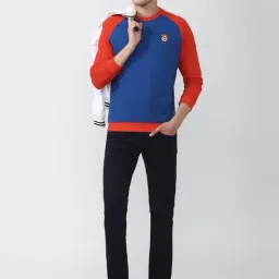 Van Heusen Blue & Red Slim Fit Colour-Block SweatShirt image 5