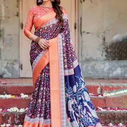 MAHARANI COUTURE Ethnic Motifs Art Silk Kanjeevaram Saree image 1