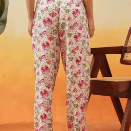 Clovia White Comfort Fit Floral Print Pyjamas image 2