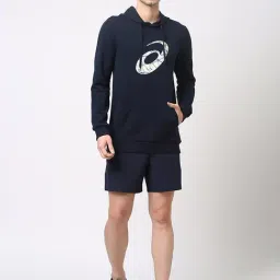 Asics Navy Regular Fit Graphic Print Hooded Sweatshirt image 5