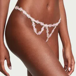 victoria's secret intimates Victoria's Secret Pink Dream Angels Rosebud Embroidery Crotchless V-String Panty-picture-11