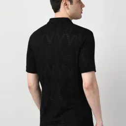 Peter England Black Regular Fit Printed Polo T-Shirt image 2