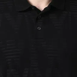 Peter England Black Regular Fit Printed Polo T-Shirt image 4