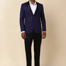 Allen Solly Navy Slim Fit Printed Two Piece Suit-picture-33