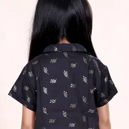 KiddoPanti Girls Shirt Collar Floral Print Shirt Style Top image 3