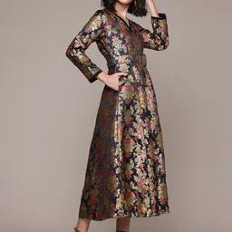aarke Ritu Kumar Ethnic Motifs Woven Brocade Fit & Flare Midi Dress image 3