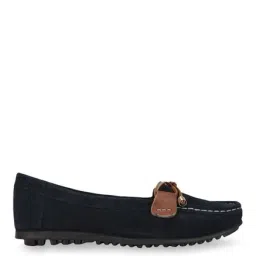 Woodland Women's Navy & Tan Moccasins image 2