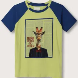 Blue Giraffe Kids Green & Blue Cotton Printed T-Shirt-picture-22