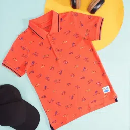 Pantaloons Junior Coral Cotton Printed Polo T-Shirt-image-67