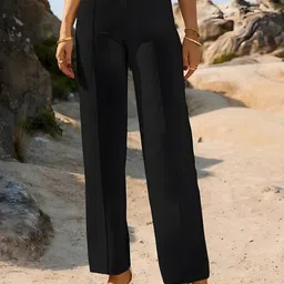 Yozo Women Relaxed Straight Leg Flared Mid-Rise Bootcut Trousers-image-11