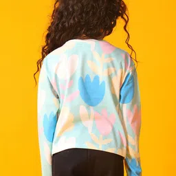 Anthrilo Girls Floral Printed Round Neck Relaxed Fit T-shirt image 3