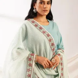 Jaypore Women Blue Block Print Dupatta image 4