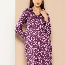 Chemistry Animal Print Satin Finish Shirt Dress-image-23