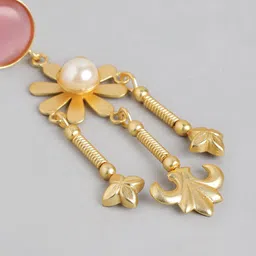 Anouk Gold Plated Beaded Floral Chandelier Drop Earrings image 2