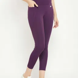 Clovia Purple Snug-Fit High-Rise 4 Pocket Active Tights image 4