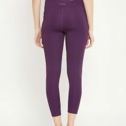 Clovia Purple Snug-Fit High-Rise 4 Pocket Active Tights image 5