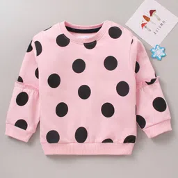 Kookie Kids Full Sleeves Sweatshirt Polka Dot Print - Pink-image-93