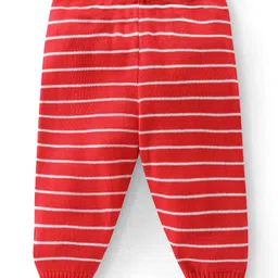 Babyhug  Acrylic Knit Full Length Fleece & Woollen Pants Stripes - Red-picture-20