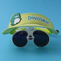 Babyhug Visor Cap with Attached Sunglasses Dino Print - Light Green-picture-16