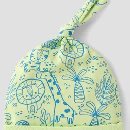 Babyhug 100% Cotton Cap with Jungle Print - Light Green-picture-33