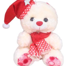 Tickles Cute Muffler Santa Claus Teddy Soft Stuffed Plush Toy Christmas Gift for Kids Boys & Girls Birthday Gift (Color: Cream Size: Length 20 cm)-picture-0
