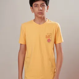 Technosport Knit Half Sleeves Backetball Printed Breathable & Quick Dry Sports Tee - Yellow-picture-19