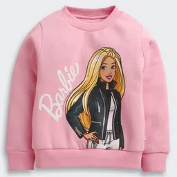 Barbie by Tiny Girl Woven Mattel Featuring Full Sleeves Character Printed Sweatshirt - Pink-picture-14