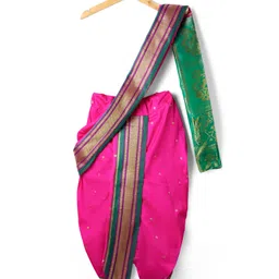 Bhartiya Paridhan Silk Nauvari Saree with Half Sleeves Zari Blouse - Pink image 2