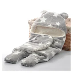 Brandonn Hooded Wearable Blanket & Bedding Crib Blanket Pack of 2 Star Print - Grey image 2