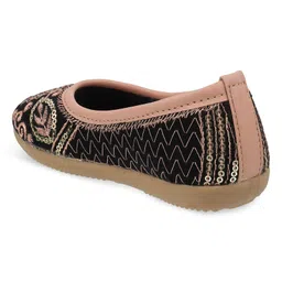 SHOES FOR JUNIORS Sequins Embellished Threadwork Detailed Ballerinas - Dark Pink image 4