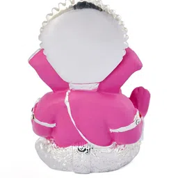 Kulin Resin Pink Ganesh Idol with Silver Crown image 2