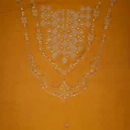 Taneira Geometric Embroidered Thread Work Unstitched Dress Material image 2