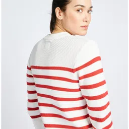 decathlon Women's Marine Pullover - White and Red Striped image 3