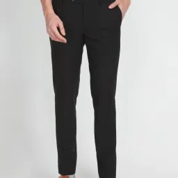 Arrow Black Regular Fit Flat Front Trousers image 1