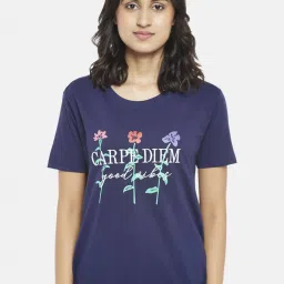Dreamz by Pantaloons Navy Cotton Graphic Print Top image 1
