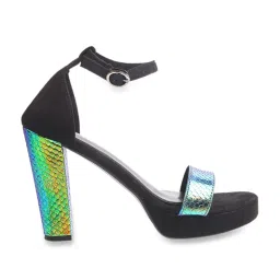 Mochi Women's Black Ankle Strap Sandals image 1