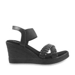 Metro Women's Black Ankle Strap Wedges image 1