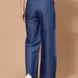 KASSUALLY Blue & White Cotton Striped High Rise Jeans image 2