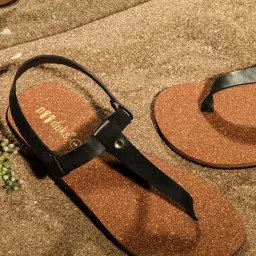 planet paaduks Paaduks Men's Black Sling Back Sandals image 1