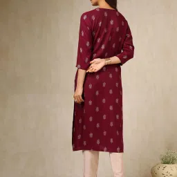 Soch Purple Rayon Regular Fit Ethnic Motifs Kurta image 2